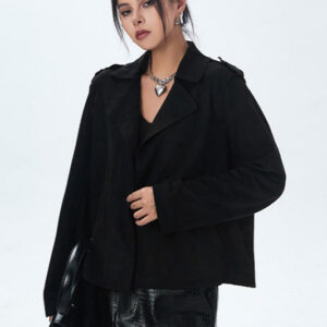 Suede Open Front Biker Jacket