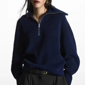 Fashion Wool Blend Open Collar Sweater