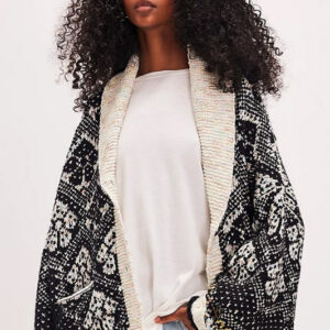Casual Single Breasted V Neck Square Knit Cardigan
