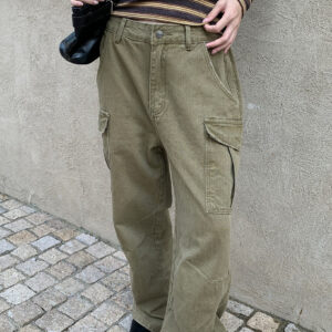 Textured Cargo Bootcut Casual Jeans