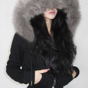 Fur Trim Hooded Zip Waist Jacket